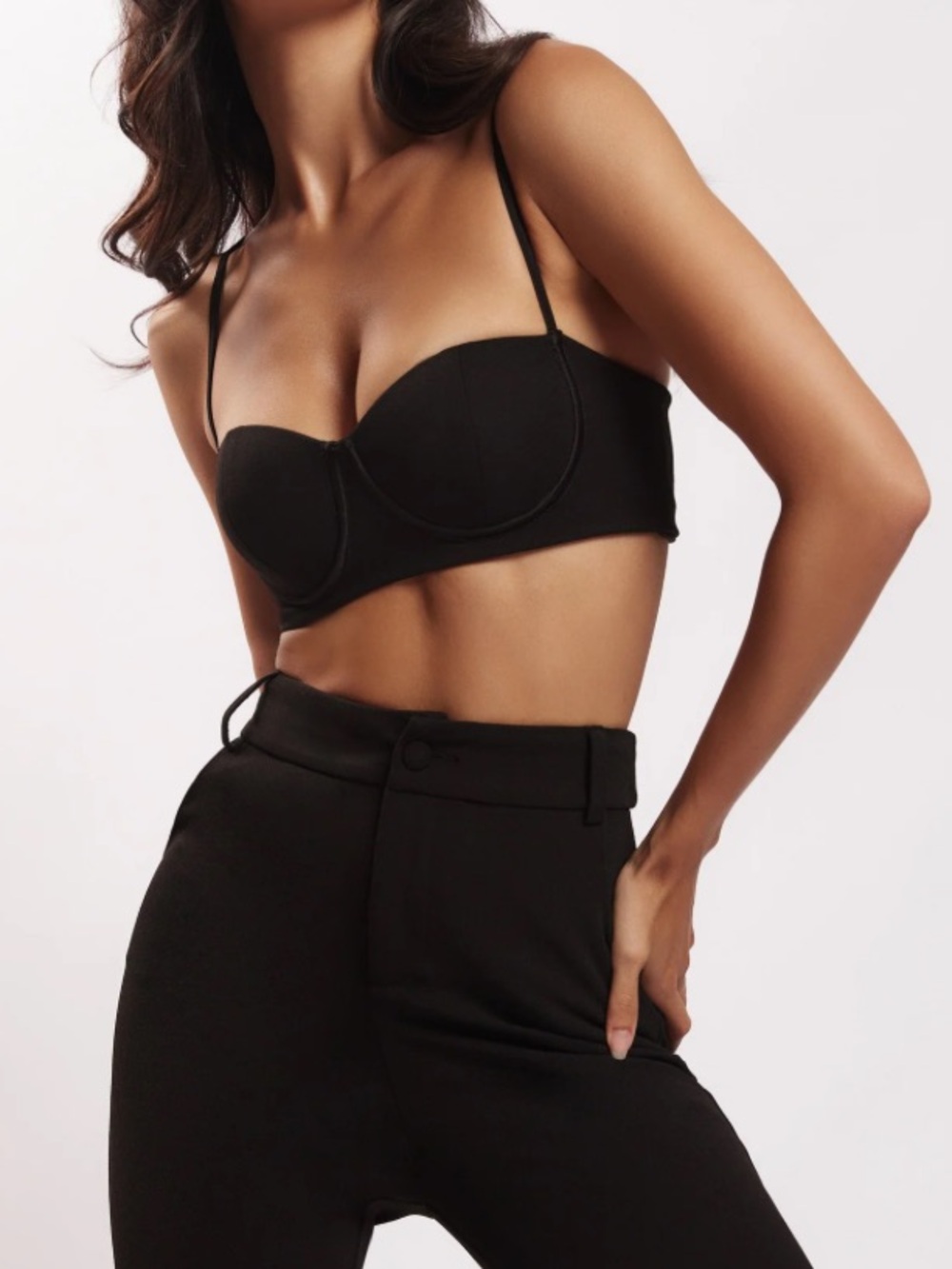 Meshki Fiorella Crepe Bustier Top Small Black NWT